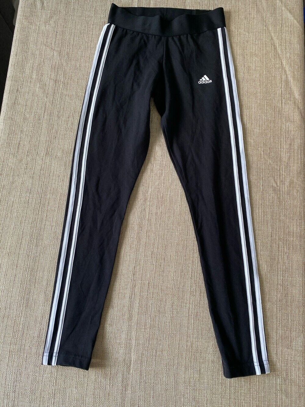 ADIDAS Original Black Stripe Leggings TIGHT FIT MID RISE FULL-LENGTH STYLE S NWT